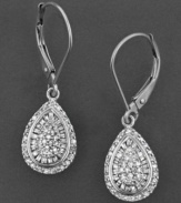 Teardrops go deluxe on these beautiful diamond earrings featuring round-cut diamonds (1/2 ct. t.w.) set in 14k white gold. Approximate drop: 1-1/8 inches.