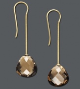 Intense smoky quartz is a perfect complement to summer's burnished shades. Set in 14k gold. Approximate drop: 1-7/8 inches.