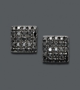 It's never been hip to be square, until now! These shapely square studs feature clusters of round-cut black diamonds (1/2 ct. t.w.) set in sterling silver. Approximate diameter: 8 mm.