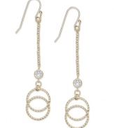 Double happiness. Two cut-out circles create a chic, contemporary look on Giani Bernini's 24k gold over sterling silver and sparkling crystal earrings. Approximate drop: 2-1/2 inches.