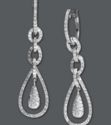 Red carpet-worthy and ready to shine. EFFY Collection's dazzling drop earrings feature a link and teardrop shape that sparkles with the addition of round-cut diamonds (7/8 ct. t.w.). Crafted in 14k white gold. Approximate drop: 1-13/16 inches.