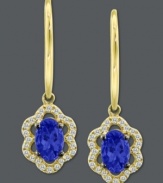 Turn on the brights! Le Vian's stunning earring style highlights oval-cut tanzanite (3/4 ct. t.w.) surrounded by scalloped edges of round-cut diamonds (1/6 ct. t.w.). Crafted in 14k gold. Approximate drop: 7/8 inch.