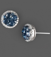 Chic clusters of color. EFFY Collection's pretty and petite circular stud earrings combine round-cut blue diamonds (7/8 ct. t.w.) and white diamonds (1/5 ct. t.w.) set in 14k white gold. Approximate diameter: 1/3 inch.