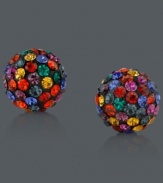 Turn on the brights. Dazzle with color in these multifaceted stud earrings from Unwritten. Each sterling silver ball is donned with pave-set crystals to refract light in a myriad of colors. Approximate diameter: 1/3 inch.