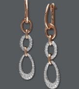 Links of luxury. EFFY Collection's stunning drop earrings are set in 14k rose and white gold, while round-cut diamonds add sparkle to the surface (1/2 ct. t.w.). Approximate drop: 1-7/8 inches.