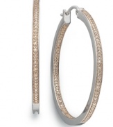 Give sparkle a whole, new hue! Traditional hoop earrings receive a modern update with the addition of dazzling, round-cut champagne diamonds (1/2 ct. t.w.). Set in sterling silver. Approximate diameter: 1-1/2 inches.