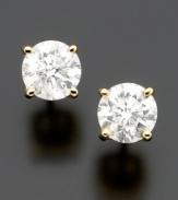 A full carat of round-cut diamond, these stud earrings are a timeless gift she will cherish forever. Set in 14k gold, with glittering round-cut diamond (1 ct. t.w.).