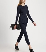 Ultra-stretchy trousers in a cropped silhouette with equestrian-inspired stitching and zippered cuffs. Tab closureZip flySlash pocketsZippered cuffsSingle back besom pocketRise, about 9Inseam, about 2672% viscose/23% polyamide/5% elastaneDry cleanImported of Italian fabricModel shown is 5'10 (177cm) wearing US size 2.