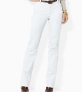 Rendered in smooth stretch cotton twill, these Adelle pants channel sophisticated elegance in a classic silhouette with a sleek straight leg from Lauren by Ralph Lauren.