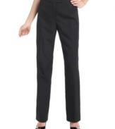 Chic pinstripes elevate classically-cut trousers from Kasper for a unique yet totally polished look.