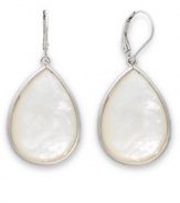 A shimmering sensation. Delicate drops feature bezel-set Mother of Pearl (25 mm x 18 mm) in a smooth sterling silver setting. Earrings feature a leverback clasp. Approximate drop: 3/4 inch.