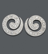 Top off your look with luminous, last-minute studs by B. Brilliant. A chic cut-out swirl design crafted in sterling silver features dozens of sparkling round-cut cubic zirconias (1/5 ct. t.w.). Approximate diameter: 7/16 inch.