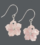 Hawaiian appeal. This breezy style features feminine flowers in pale pink mother of pearl (15 mm). Backing and beaded details crafted in sterling silver. Approximate drop: 1-1/4 inches.