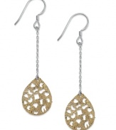 Delicate design. Giani Bernini's pretty earrings feature a sterling silver backing and chain with a 24k gold over sterling silver teardrop in filigree. Approximate drop: 2-1/2 inches.