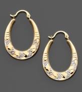 Lovely loops of sparkling 14k white & yellow gold: these earrings are a beautiful fashion statement. Approximate length: 1 inch. Approximate drop: 3/4 inches.