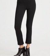 Slim, stretch-fit leggings styled in a chic ankle-baring crop.Elastic waistbandFittedPull-on styleRise, about 8Inseam, about 2867% viscose/28% nylon/5% elastaneDry cleanMade in ItalyModel shown is 5'11 (180cm) wearing US size Small.