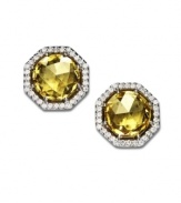 Shape up or ship out. These sparkling stud earrings by Arabella liven any look with round-cut yellow Swarovski zirconias surrounded by octagon-shaped rows of round-cut white Swarovski zirconias (total 9-1/8 ct. t.w.). Set in sterling silver. Approximate diameter: 1/2 inch.