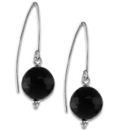 That's a wrap. Fashion-forward and purely sophisticated, these black onyx (10 mm) hook earrings provide a bit of gleam atop any formal or casual dress. Earrings set in sterling silver. Approximate drop: 1-1/2 inch.