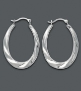 Classic hoops get a sophisticated makeover with the addition of thick swirls. Earrings crafted in 14k white gold. Approximate width: 1-3/4 inches. Approximate drop: 2 inches.