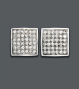 Simple and stunning. Covered in glittering round-cut pave diamond (1/4 ct. t.w.), these 14k white gold square-shaped studs  create an eye-catching juxtaposition of shapes. Approximate drop: 1 inch.