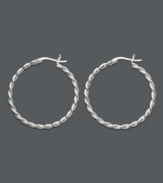 Giani Bernini puts a little spin on a style must-have. Earrings feature a traditional hoop design with a chic twist. Crafted in sterling silver. Approximate diameter: 1-1/4 inches.