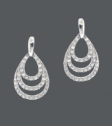 Get three times the shine in B. Brilliant's sparkling teardrop earrings! Three tiers of round-cut cubic zirconias (3/4 ct. t.w.) create a luminous look in a sterling silver setting. Approximate drop: 1 inch.