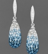 Incorporate a little ice. The cool hues of Kaleidoscope's teardrop-shaped earrings add a refreshing shimmer to your look. Crafted in sterling silver with blue crystals and Swarovski Elements. Approximate drop: 1-1/4 inches.