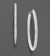 Put a little sparkle in your everyday look. These hoop earrings feature a round-cut diamond-accent design set in 14k white gold. Measures 1-1/2 inches.