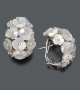 Fresh elegance. Pretty pearl petals create a look of magical whimsy. Earrings crafted in sterling silver and mother of pearl (5-8 mm). Approximate diameter: 1 inch.