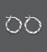 Simple hoops with a delightful twist. Giani Bernini's stylish earrings feature a sterling silver setting, twist design, and click backing. Approximate diameter: 3/4 inch.