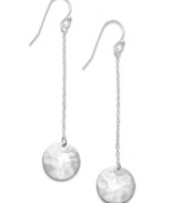 Tie it all together with Studio Silver's contemporary design. Crafted in sterling silver, earrings feature a hammered drops strung from a delicate chain. Approximate drop: 2 inches.