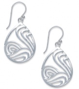 The subtleties of the sea. Touch of Silver's pretty drop earrings feature a wave shape crafted in silver-plated brass. Ear finding crafted in sterling silver. Approximate drop: 9/10 inch.