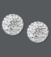 Spectacular studs! Kaleidoscope's button earring may be small, but they pack a lot of sparkle. Crafted in sterling silver with round-cut crystals and Swarovski elements. Approximate diameter: 1/2 inch.