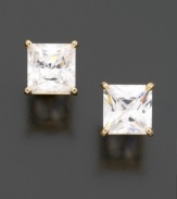 Princess-cut cubic zirconia is a chic alternative to the classic solitaire (2-5/8 ct. t.w.) Set in 14k gold.