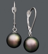 Capture a look that's exotic and elegant. Cultured Tahitian pearl drops (8-9 mm) shine in a 14k white gold leverback setting. Approximate drop: 1 inch.