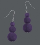 Perfect your look in polished, purple drops. Avalonia Road earrings feature three graduated, amethyst beads (4-8 mm) set in sterling silver. Approximate drop: 1-1/2 inches.