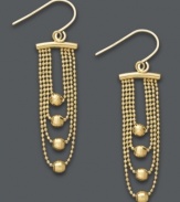 All that glitters in gold. These intricate drop earrings feature a four-strand chandelier design with polished accent beads. Crafted in 14k gold. Approximate drop: 1-1/2 inches.