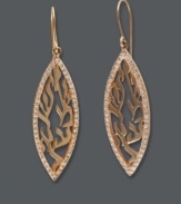 You'll fall for these sweet leaves any time of year. Shema by Effy Collection earrings feature an intricate pattern set inside a marquise-cut drop with round-cut diamonds at the edges (1/2 ct. t.w.). Crafted in 14k white gold and 14k rose gold. Approximate drop width: 1/2 inch. Approximate drop length: 1-1/2 inches.