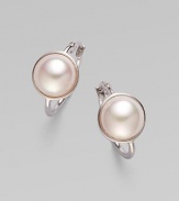 Glistening mabe pearl faceted in sterling silver makes for a timeless design. 10mm mabe pearl Sterling silver Drop, about ½ Ear wire back Made in Spain 