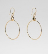 From the Marina Collection. A polished, tubular hoop suspends from a distinctively sculpted link. 18k yellow gold Diameter, about 1½ Ear wire Made in Italy