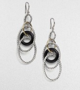 From the Mobile Collection. Signature twisted sterling silver links with 18k yellow gold and black onyx accents.Black onyx 18k yellow gold & sterling silver Length, about 2½ Width, about ¾ Ear wire Imported 