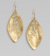 From the Lucite Star Dust Collection. A beautifully hand-crafted lucite leaf design embellished with brilliant Swarovski crystals. Hand-crafted luciteSwarovski crystalsDrop, about 1.8714k gold filled French wireMade in USA