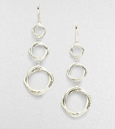 From the Infinity Collection. Graceful, graduated circles, each formed of interwoven strands of smooth and cabled sterling silver, connect to form these elegant drops. Sterling silver Drop, about 2 Ear wire Imported