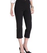 Style&co.'s capri pants look chic cuffed and secured with buttoned roll tabs. Easy to dress up or down!