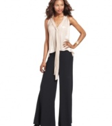 RACHEL Rachel Roy's palazzo pants make a chic statement with a high-waisted cut and bare shoulders and elegant wide legs. Pair with a slim, fitted top for contrast, or keep the flowy feel going with a chiffon blouse!