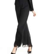 With an overlay of sheer crepe fabric, Tahari by ASL's fluid trousers make an inspired work wardrobe option. Pair them with an elongated belted blazer from the collection for a more defined silhouette.