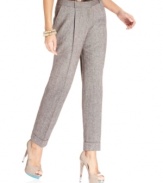 Create a chic ensemble with Jones New York's cuffed trousers, rendered from cozy tweed.