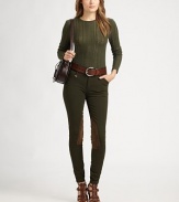 A modern reinterpretation of classic equestrian style, this sleek design is rendered in comfortable stretch twill with suede patches and brass ankle accents.Belt loopsSnap closureZip flySlash pocketsSuede patchesBrass ankle accentsInseam, about 28Cotton/elastaneDry clean by leather specialistImported Model shown is 5'7½ (170cm) wearing US size 4. 