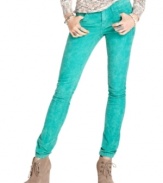 A bright green color updates these Free People skinny corduroys for a fashion-forward fall look!