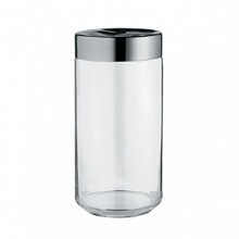 Kitchen box in glass with hermetic lid. Lid in beautiful stainless steel.